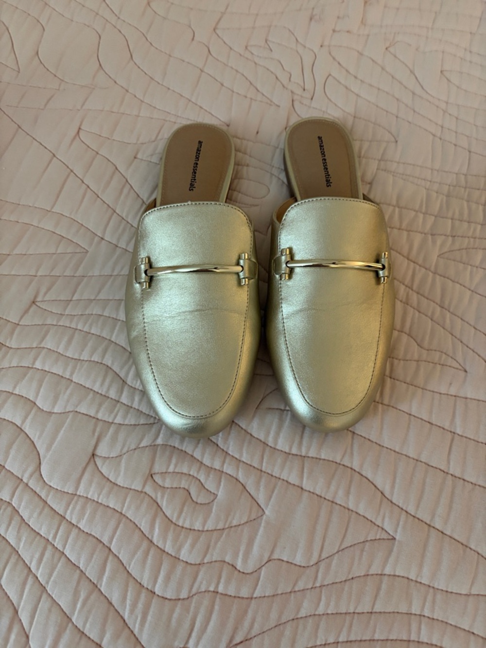 Amazon Metallic Gold Slip-On Mules with Bit Detail